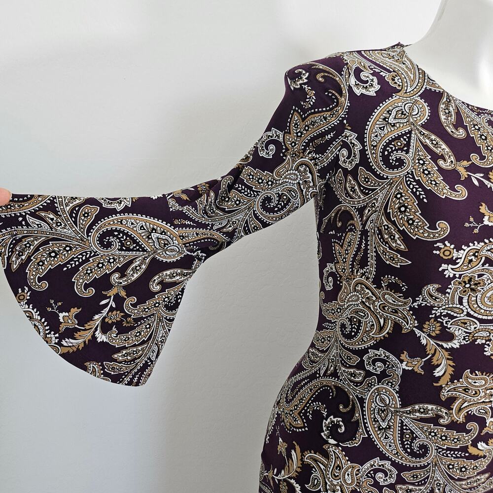 Tommy Hilfiger Petite Paisley Bell-Sleeve Shift Dress - Size 2 - Picture 6 of 9